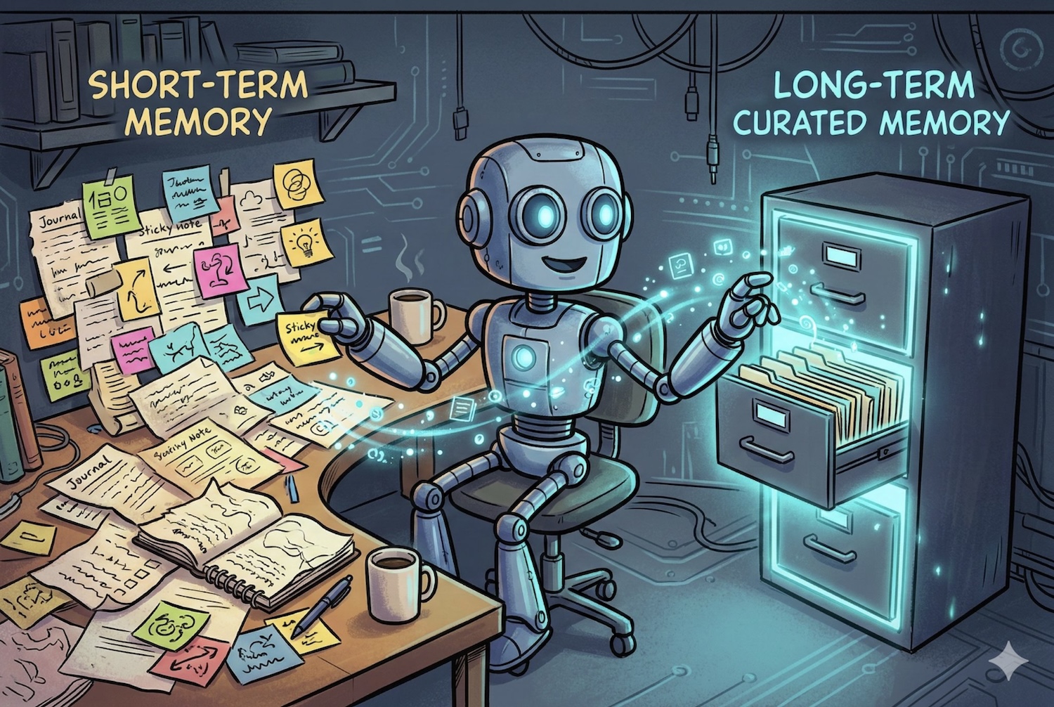 Illustration of OpenClaw's memory system with brain and file icons